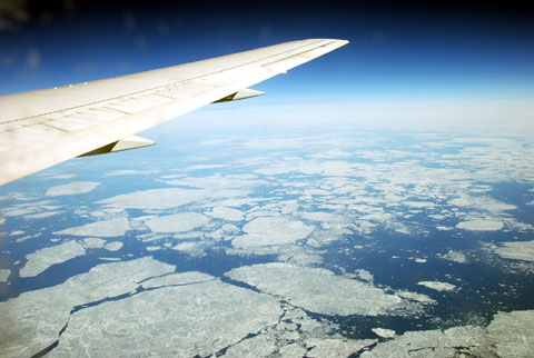 Bild02: Flug entlang des Nordpols