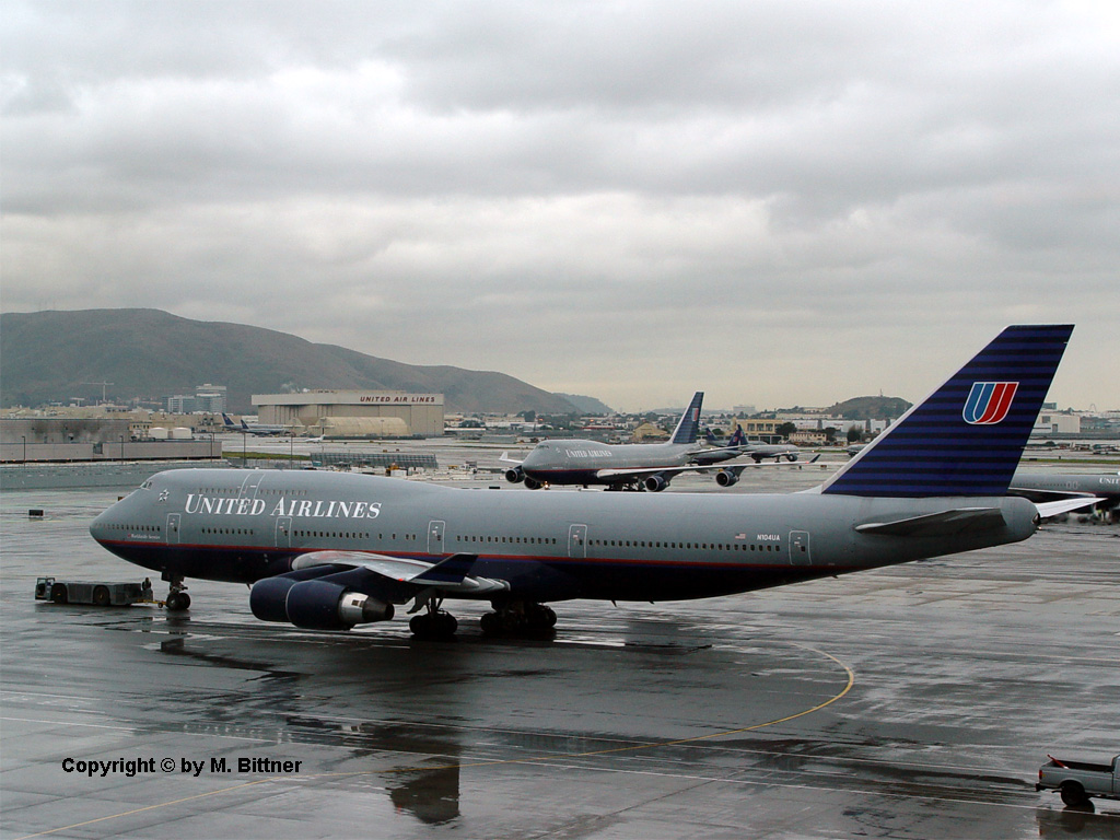 Boeing747-422 / N104UA / Ready for Take off in San Francisco