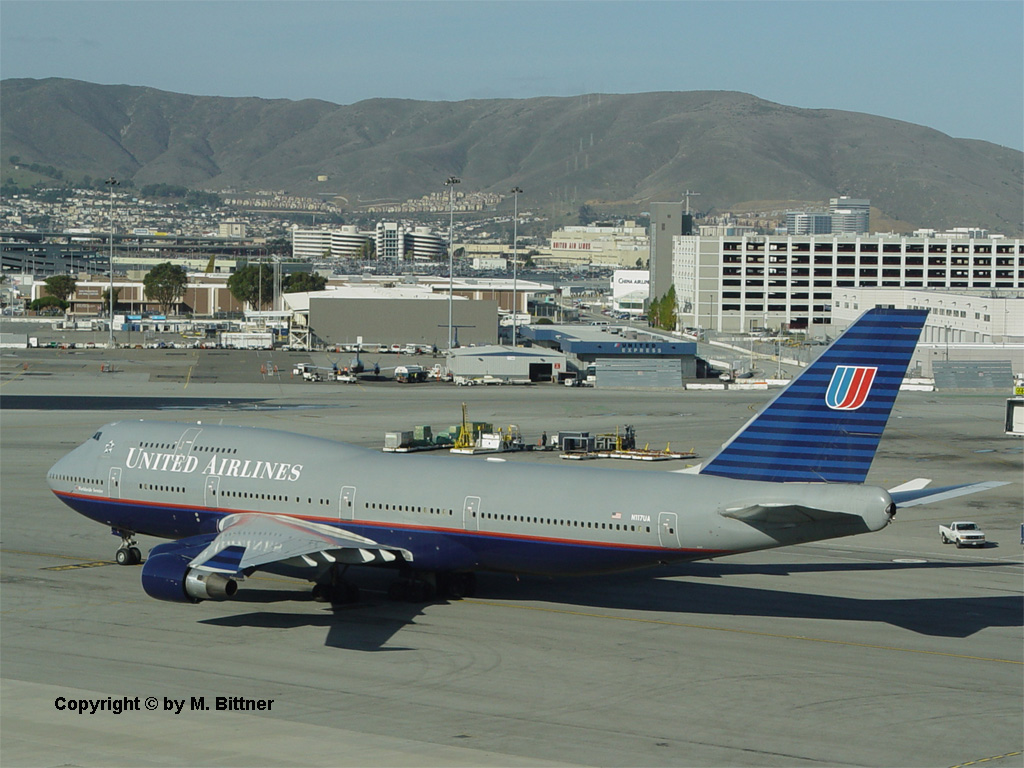 Boeing747-422 / N117UA / Take off in San Francisco
